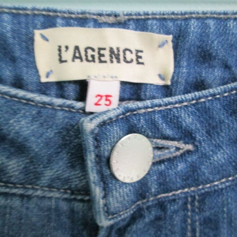 Women's L'Agence Medium Wash Denim Jeans- Raw Hem-Size 25 preowned-GUC - Picture 7 of 15